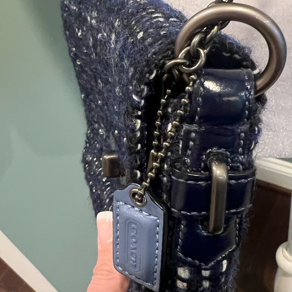 Coach Classic Chelsea Boucle Blue/Black Tweed Handbag - Picture 8 of 15